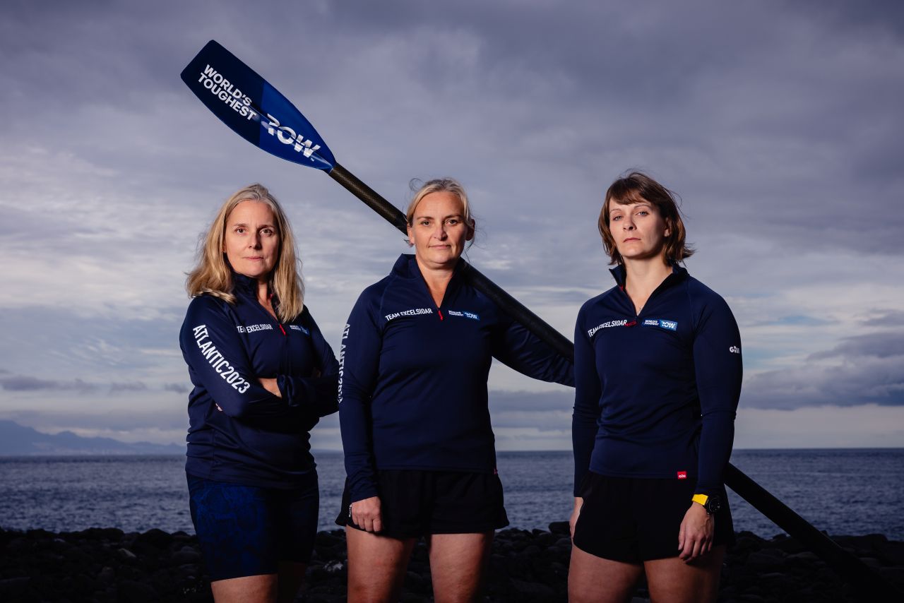 3 women rowers ready to row the Atlantic ocean